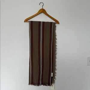 Aritzia Wilfred Wool Fringe Blanket Scarf Striped Twine NWT Oversized Wrap